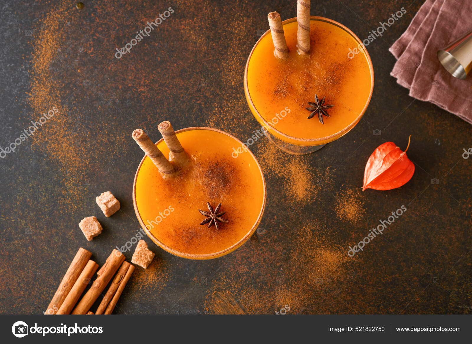 Pumpkin Cocktail Cinnamon Orange Juice Cocoa Glass Mugs Pumpkin Autumn