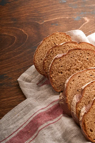 Fresh Homemade Rye Bread Traditional Spelled Sourdough Bread Cut Slices — Stock Photo, Image