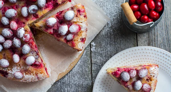 Házi Áfonyás Pite Dióval Bogyóval Porcukorral Első Látásra Helyet Szövegnek — Stock Fotó