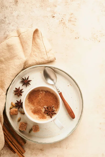 Masala Tea Masala Chai Spiced Tea Milk Spices Light Warm — Stock Photo, Image