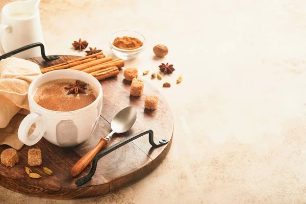 Masala Tea Masala Chai Spiced Tea Milk Spices Light Warm — Stock Photo, Image