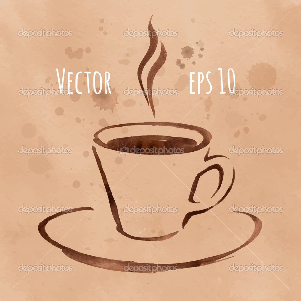 Watercolor coffee sketch Stock Vector Image by ©Sonya_illustration