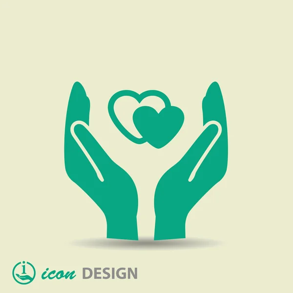 Hjärtat i händerna ikon — Stock vektor