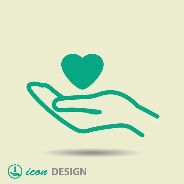 Corazón en la mano icono — Vector de stock