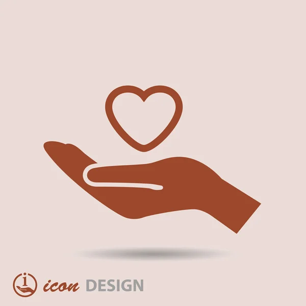 Corazón en la mano icono — Vector de stock