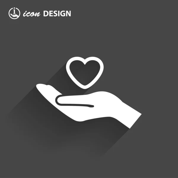 Corazón en la mano icono — Vector de stock