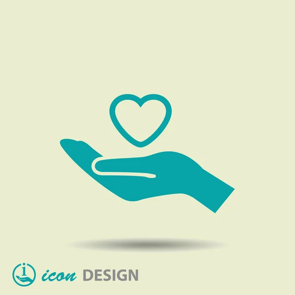 Corazón en la mano icono — Vector de stock