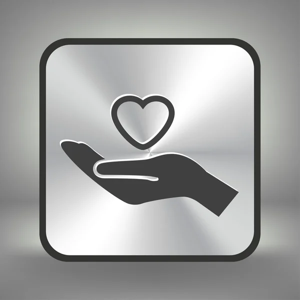 Icona del cuore in mano — Vettoriale Stock