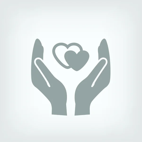 Hart in de hand pictogram — Stockvector