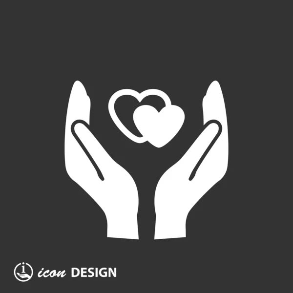 Hart in de hand pictogram — Stockvector