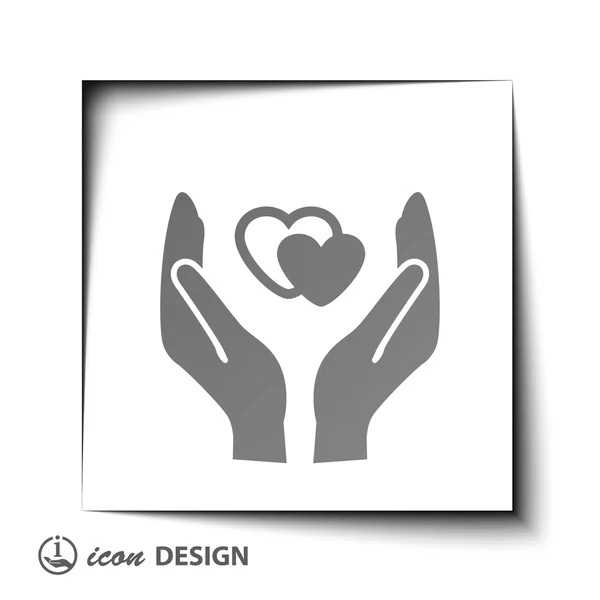 Hjerte i hånd ikon – Stock-vektor