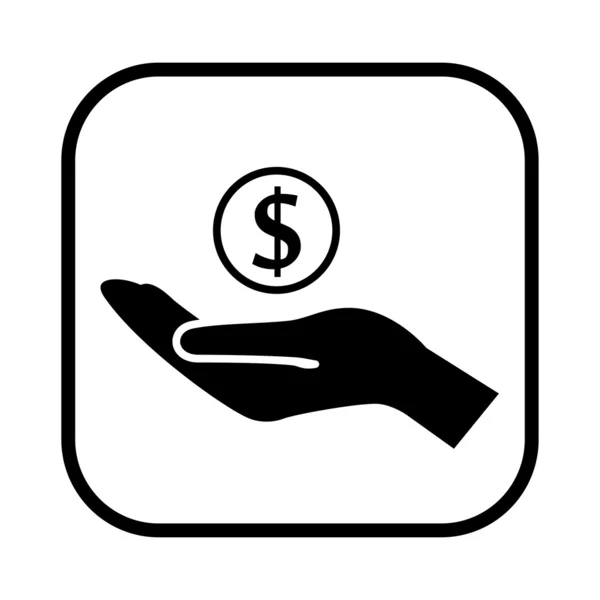 Dinero en la mano icono — Vector de stock