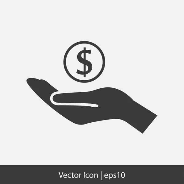 Pieniądze w dłoń ikona — Wektor stockowy
