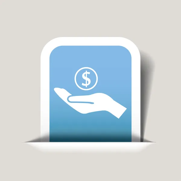 Dinero en la mano icono — Vector de stock