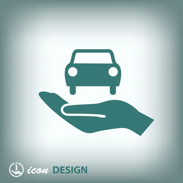 Auto in pictogram van een hand — Stockvector