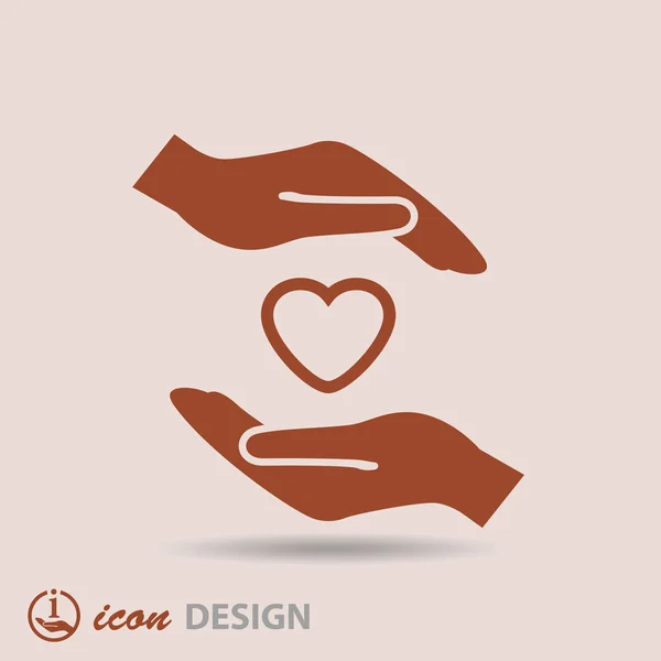 Corazón en las manos icono — Vector de stock