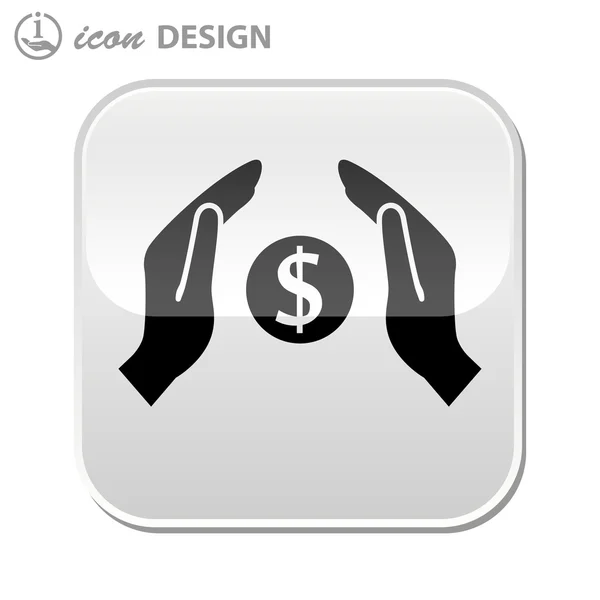 El dinero en las manos icono — Vector de stock