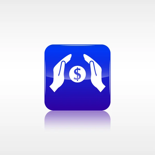 El dinero en las manos icono — Vector de stock