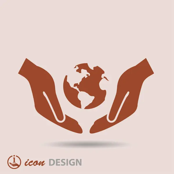 Globe in handen pictogram — Stockvector