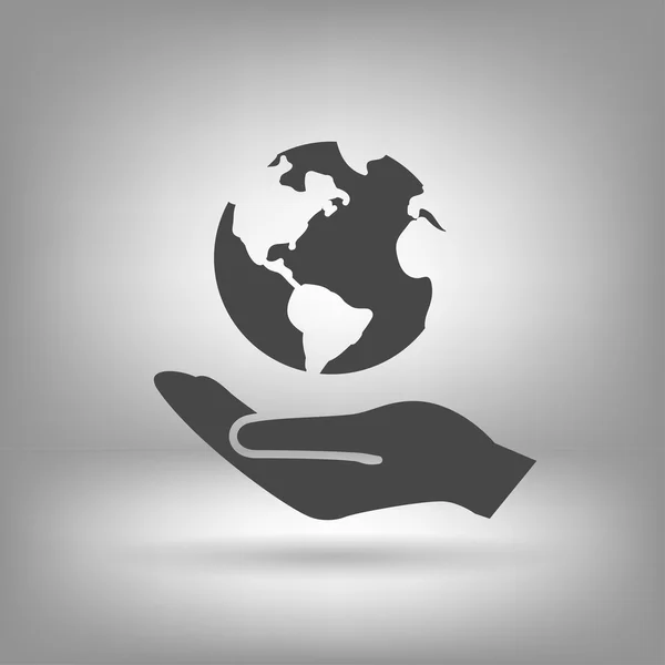 Globe in hand icon — Stock Vector