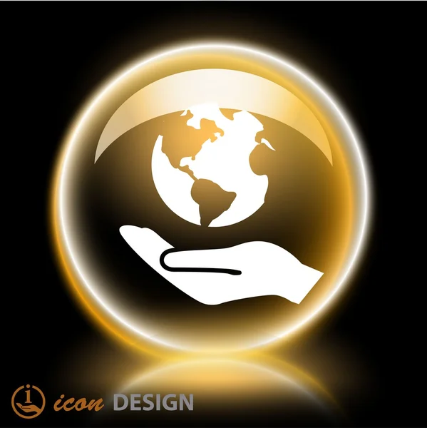 Globe in hand icon — Stock Vector