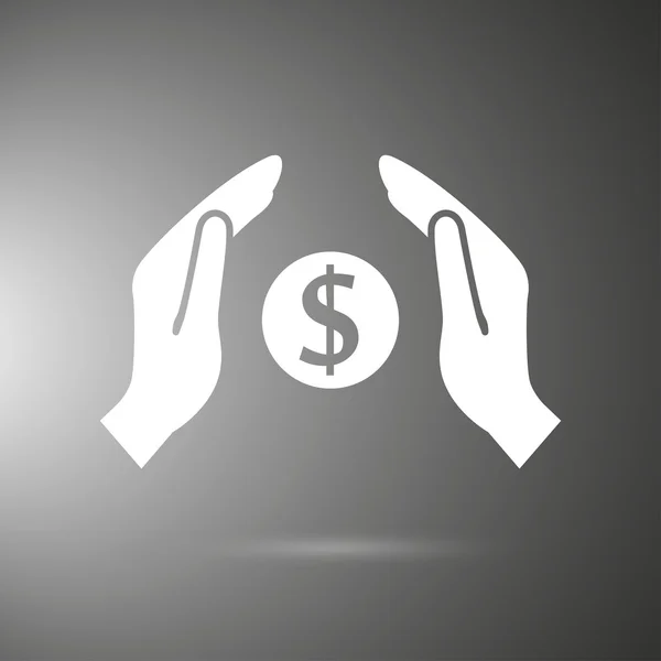 El dinero en las manos icono — Vector de stock