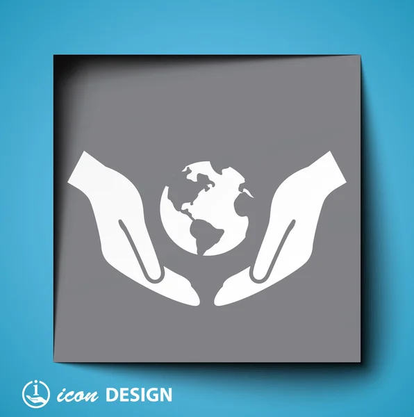 Globe in handen pictogram — Stockvector