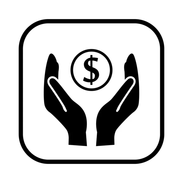 El dinero en las manos icono — Vector de stock