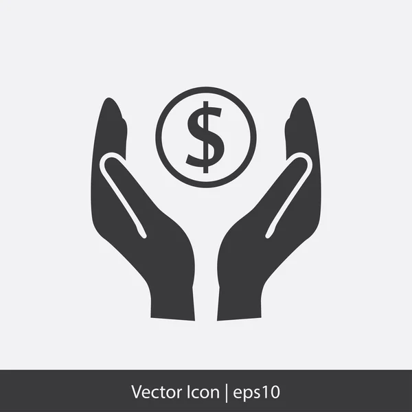 Pieniądze w ręce ikona — Wektor stockowy