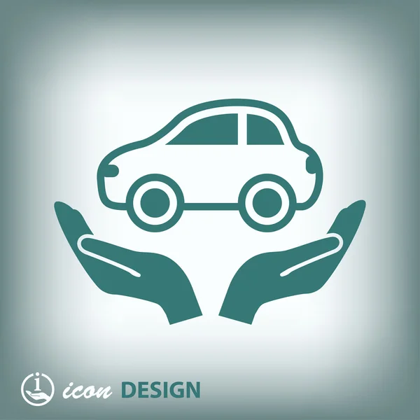 Coche en las manos icono — Vector de stock