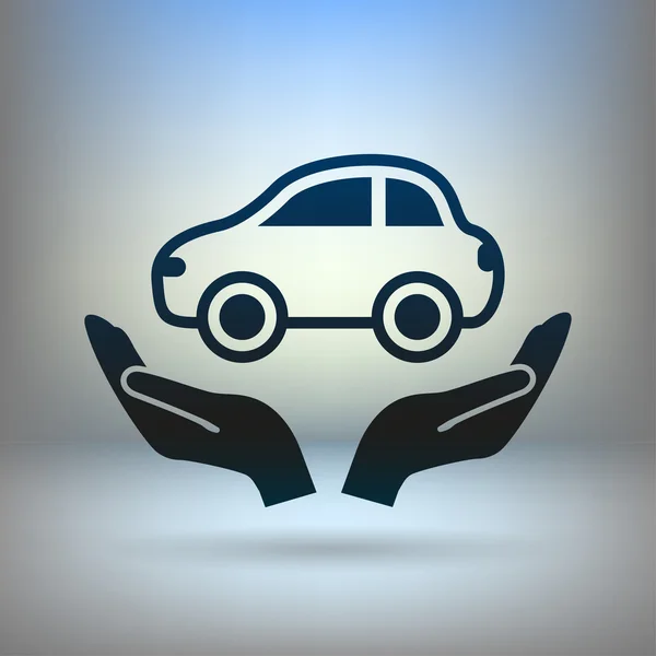 Coche en las manos icono — Vector de stock