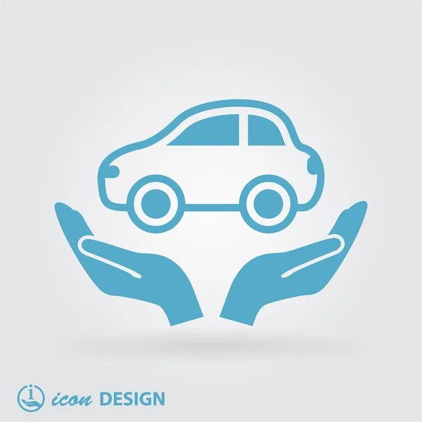 Coche en las manos icono — Vector de stock