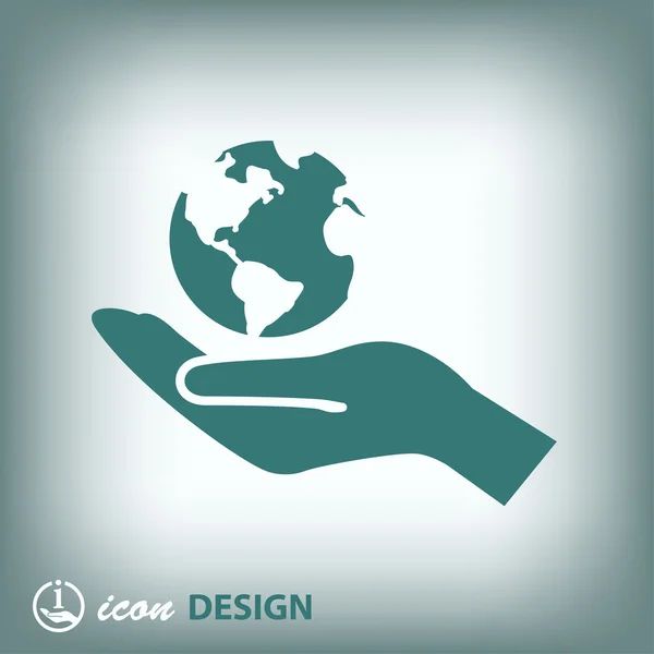 Globe in hand icon — Stock Vector