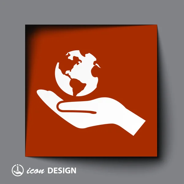 Globe in de hand pictogram — Stockvector