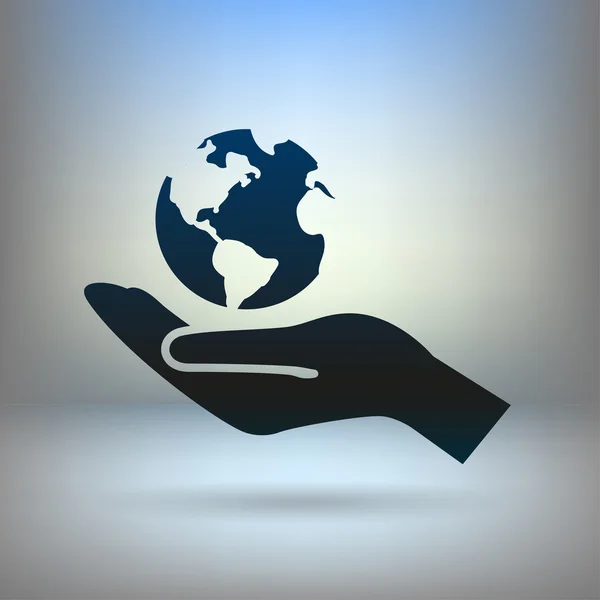 Globe in de hand pictogram — Stockvector