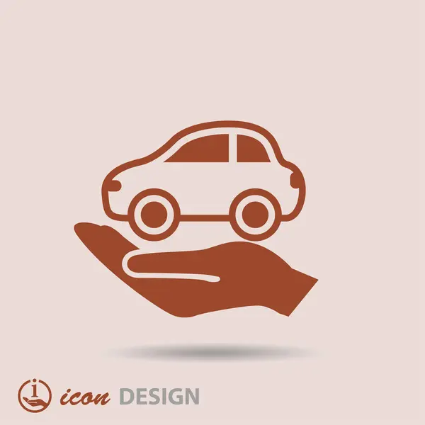 Coche en la mano icono — Vector de stock