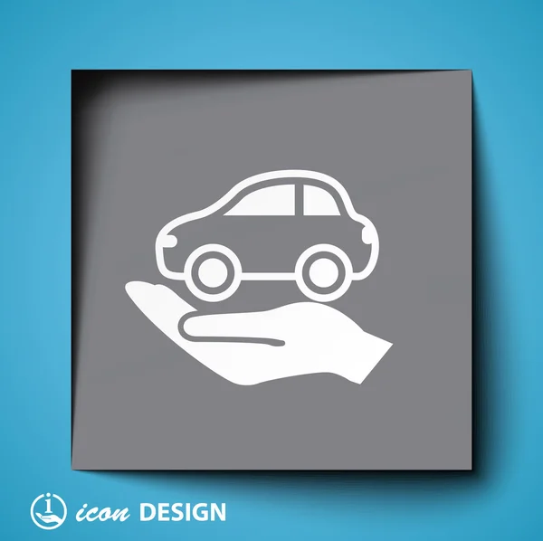 Coche en la mano icono — Vector de stock