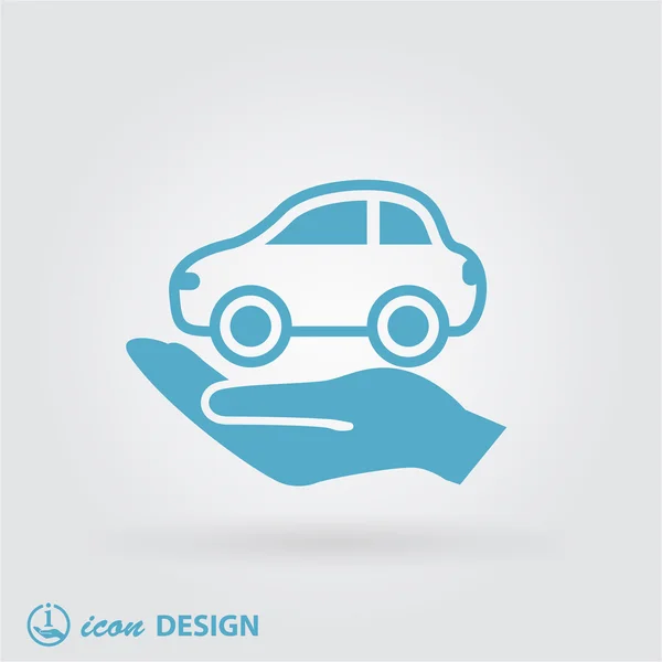 Coche en la mano icono — Vector de stock