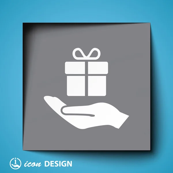 Gift in de hand pictogram — Stockvector