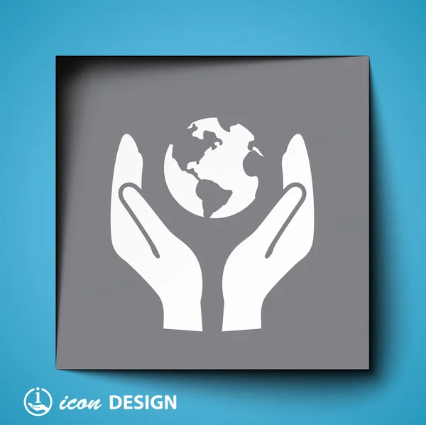 Globe in handen pictogram — Stockvector