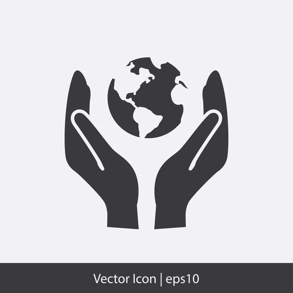 Globe di ikon tangan - Stok Vektor