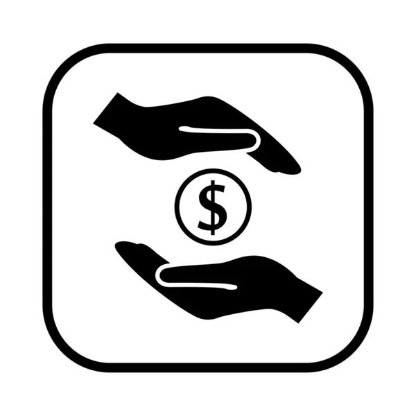 El dinero en las manos icono — Vector de stock