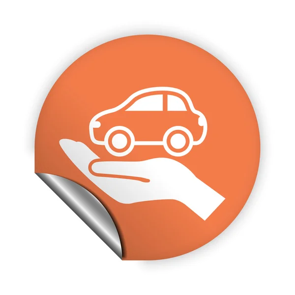 Car on hand icon — Stock Vector