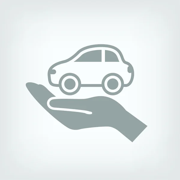 Car on hand icon — Stock Vector