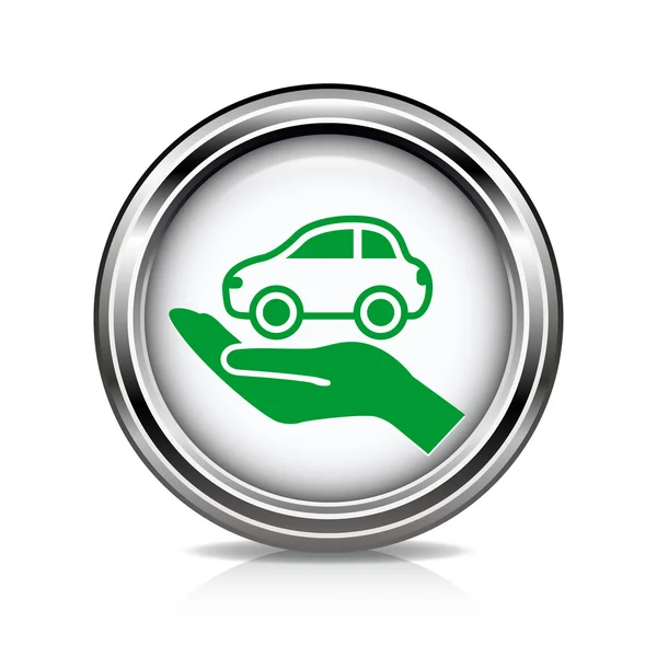 Car on hand icon — Stock Vector