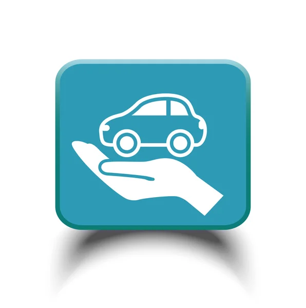 Car on hand icon — Stock Vector