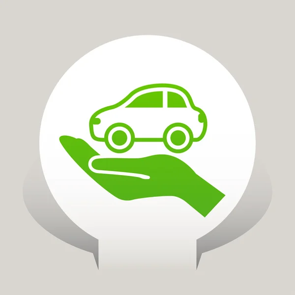 Car on hand icon — Stock Vector