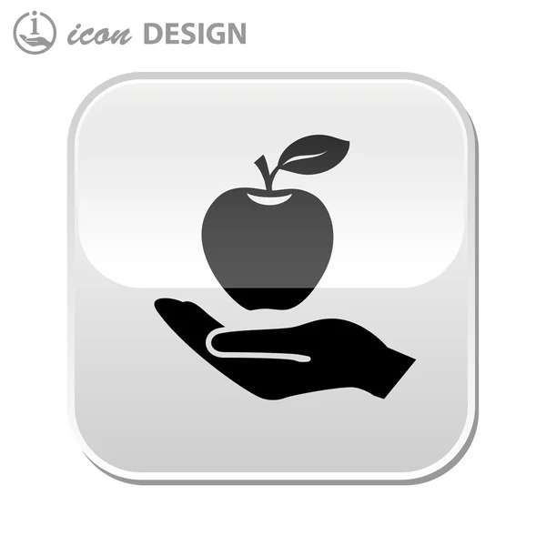 Apple on hand icon — Stock Vector