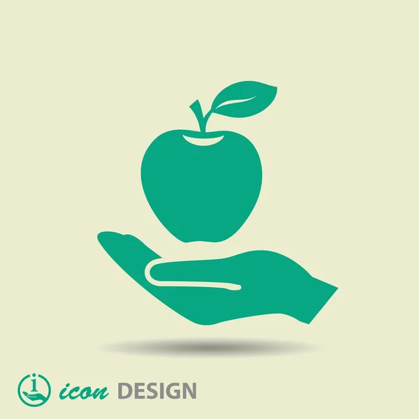 Apple on hand icon — Stock Vector