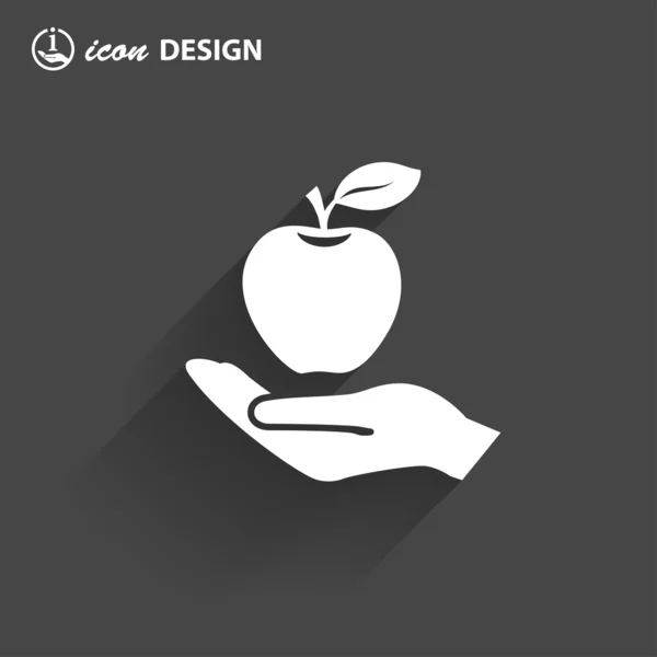Apple на значок руки — стоковый вектор
